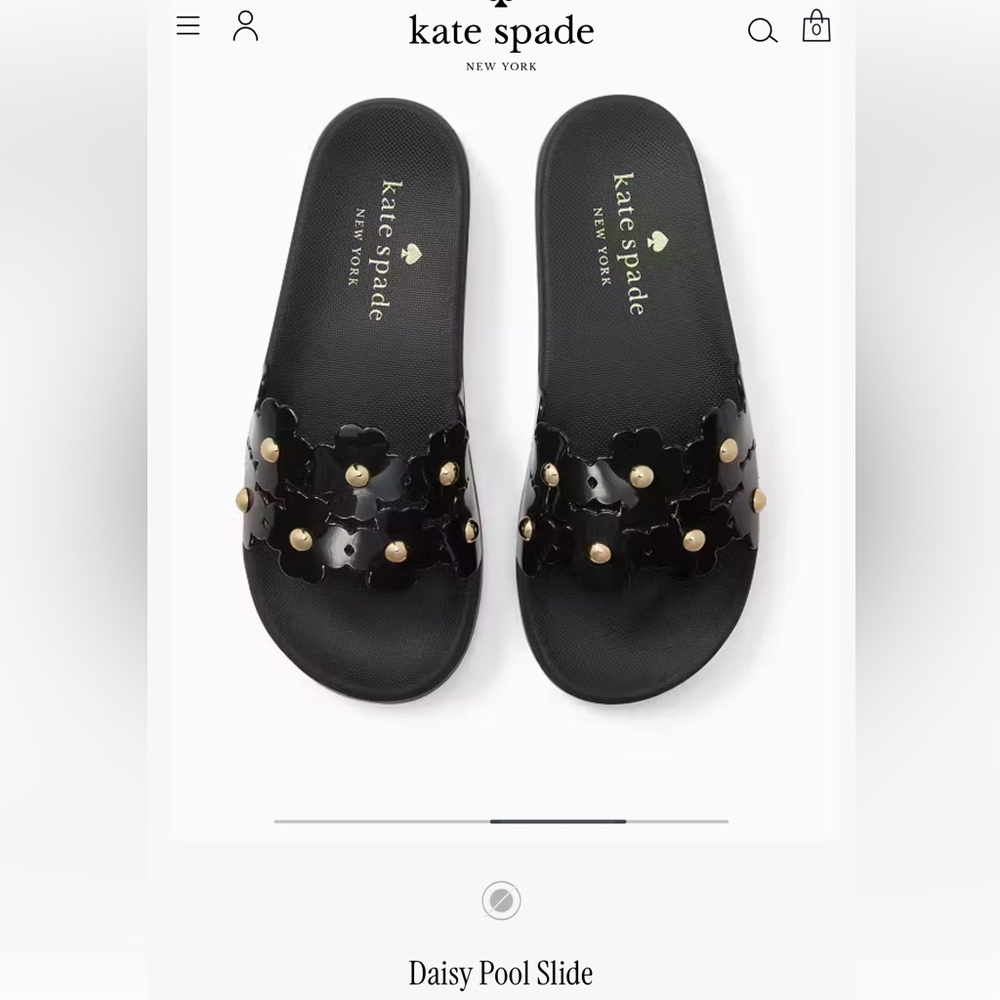 Kate Spade Daisy Pool Slide Black Size 8